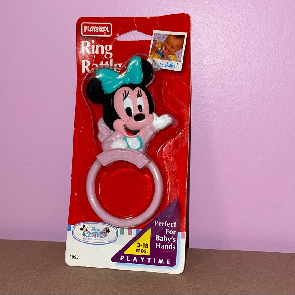 Disney vintage 90s 1993 Minnie Mouse Playskool ring rattle baby toy collection